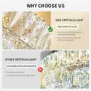 Modern Dimmable Led Crystal Chandelier: Flush Mount Crystals Ceiling Light with Remote - 24" Round Crystal Chandeliers Gold Ceiling Lighting Fixtures for Dining Room Bedroom Living Room Entryway