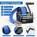 3500LBS Boat Trailer Winch Hand Crank, 33FT Polyester Strap, Dual-Speed 4:1/8:1 Gear & 2-Way Ratchet, Corrosion-Resistant for Marine ATV Jet Ski RV Utility
