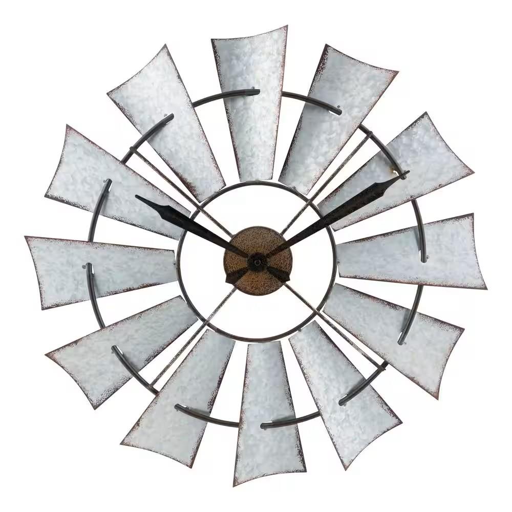 La Crosse 22 in. Decorative Metal Windmill Quartz Wall Clock