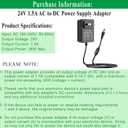Gonine 24V 1.5A Power Supply, DC 24V Power Cord, for 24Vdc LED Light Strip 24 Volt Essential Oil Diffuser, AC 100-240V to DC 24 V 1.5A 1A 0.5A Adapter UL Certificate, (Not Battery Charger).