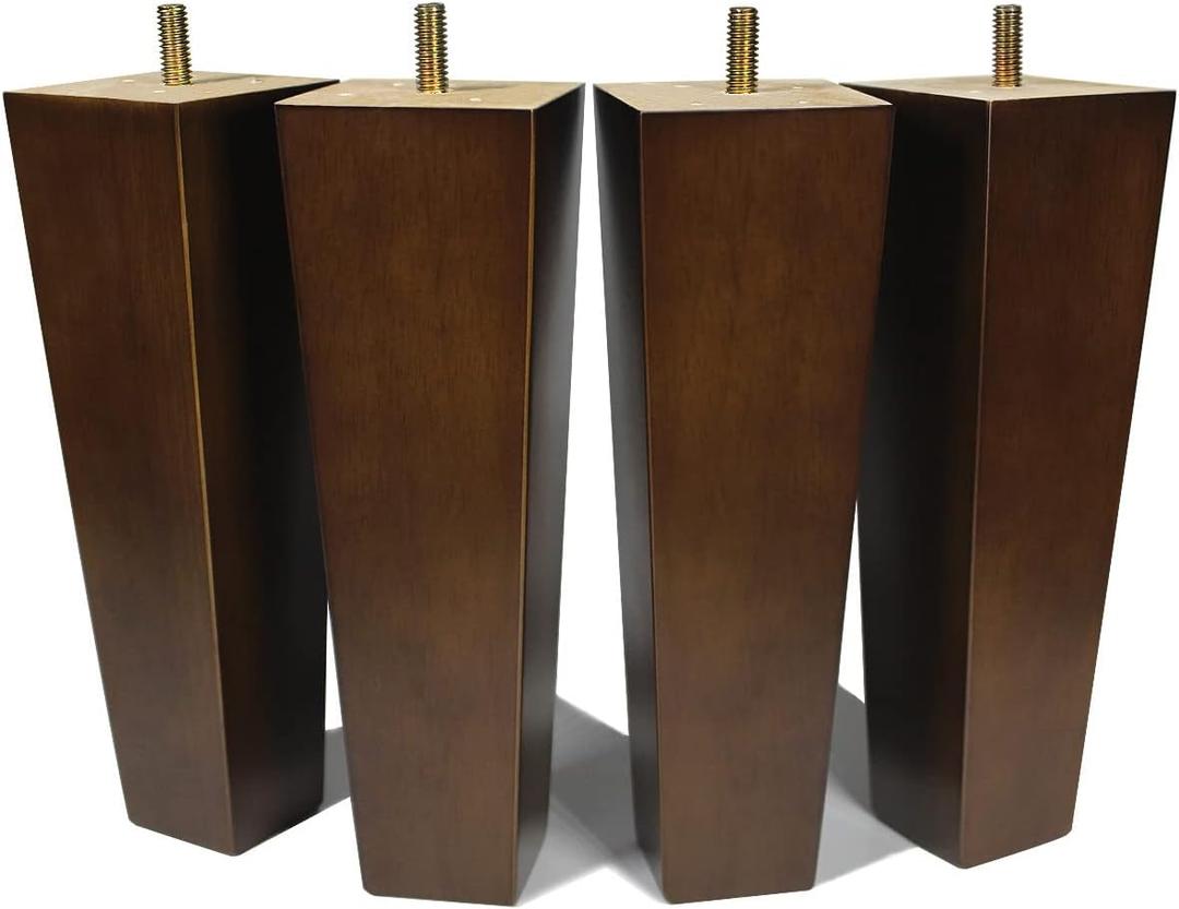 Wood Furniture Legs 8 inch Sofa Legs Set of 4 Square Replacement Legs Brown for MCM Ottoman Armchair Recliner Coffee Table Dresser