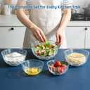 Thick Glass Mixing Bowls with Airtight Lids Set, 5-Piece Nesting Bowls for Baking & Meal Prep, BPA Free, Dishwasher Safe, 0.5/0.8/1.6/2.7/4.4 Quart - Blue, 4.5, 4.0, 3.5, 2.1, 1.5, 1.1, 0.7QT