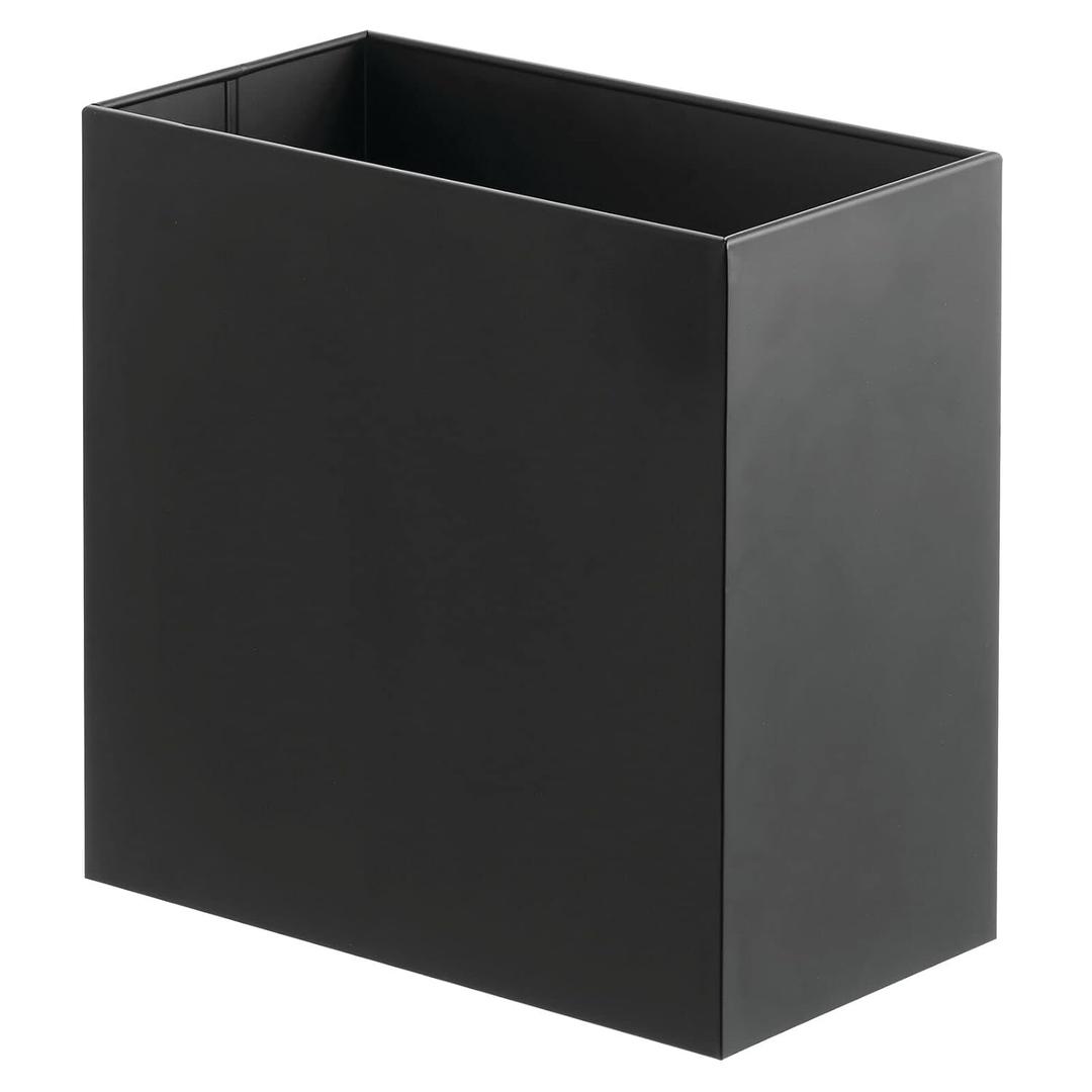MDesign Small Steel Rectangular 2.4 Gallon/9.1 Liter Trash Can, Waste Basket for Bathroom, Bedroom, Home Office - Holds Garbage, Recycling, Household Items - Linn Collection - Matte Black