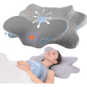 Cervical Neck Pillow - Memory Foam Pillow for Pain Relief Sleeping, Ergonomic Neck Support Contour Pillows for Side Back Stomach Sleepers,Orthopedic Breathable Pillowcase, Grey