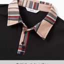 PATPAT Family Matching Outfits Mommy and Me Dresses Matching Set Long Sleeve Plaid Midi Dress and Casual Button Down Shirts (Black, XL)