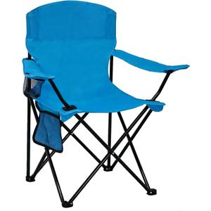 Folding Camping Chair with Cup Holder & Side Storage Bag 300lbs Capacity Lightweight High Back Portable for Beach, Picnic, Sport, Blue