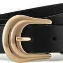 Earnda Women Western Leather Belts for Jeans Pants Vintage Waist Belt for Lady Dresses with Gold Silver Buckle (Large: 33"-36" (Pant 12-14))