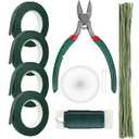 GardEasy Floral Arrangement Kit with Green Tape and Wire, 26 Gauge Stem Wire and 22 Gauge Paddle Wire, Boutonniere Flower pin Florist and Wreath Making