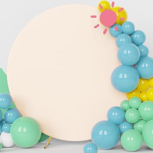 Fomcet 6.6FT Round Backdrop Cover Beige Wedding Arch Cover for Circle Balloon Arch Frame Arch Backdrop Cover Fabric for Wedding Birthday Party Baby Shower Decoration