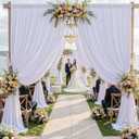 6014 ft White Wrinkle Free Backdrop Curtain, Soft Silky Polyester Wedding Drapes 12 Panels 14ft Height Photo Backdrop Curtains for Parties Birthday Baby Shower Photography Background Cloth, 14ft Long_12 Panels
