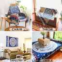 Boho Woven Throw Blanket Reversible Cotton Bohemian Tapestry Hippie Room Decor Witchy Astrology Zodiac Celestial Constellation Carpet Bed Chair Couch Sofa Cover Double Sided (Blue, S: 71x51)