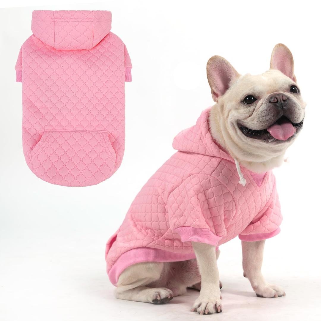 3 x KOOLTAIL Dog Hoodie for Small Medium Large Dogs, Ultra-Warm & Soft Winter Fall Fleece Dog Hooded Sweatshirt Clothes Sweater, Lightweight Pullover Coat for Boy Girl Bulldog Pitbull Puppy Cats,Pink S