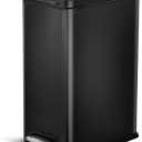 Home Zone Living 8 Gallon Slim Kitchen Trash Can with Soft Close Lid, Step Pedal, Bag Tuck Band, and Removable Liner, Stainless Steel, Matte Black
