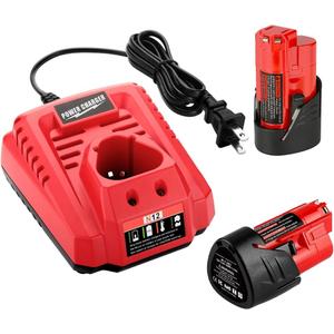 ANTRobut 2 Pack 3500mAh Replacement Lithium 12V Mil-Waukee M 12 Battery + Rapid Charger for Mil-Waukee M 12 Battery Charger