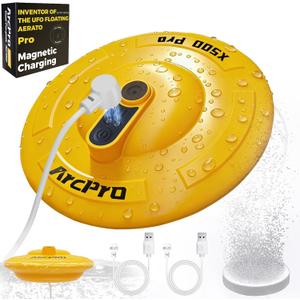 Floating & Rechargeable Bait Bucket Aerator, IPX7 Waterproof with Magnetic Charging, Ultra-Quiet Bubbler for Live Minnows, Portable Aerator for Fishing