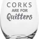 Lushy Wino Stemless Wine Glass Corks Are For Quitters 18oz Etched, Dishwasher Safe Funny Birthday & Christmas Gift for Wine Lovers, Women, Coworkers