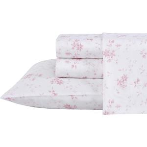 Laura Ashley - Queen Sheet Set, Buttery-Soft Bed Sheets with a Naturally Silky Smooth Cotton Sateen Lightweight Feel - Matching Pillowcases & Fitted Sheet (Garden Muse Pink)