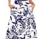 AUSELILY Womens Maxi Dress 2025 Summer Sleeveless Casual Slim Flowy Pleated Long Dresses with Pockets (Small, Blue)