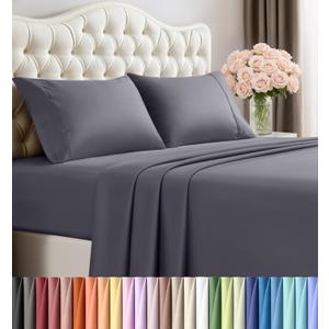 Utopia Bedding King Sheet Set  4 Piece Bed Sheets for King Size Bed, Soft and Breathable Microfiber, Includes 1 Fitted Sheet, 1 Flat Sheet and 2 Pillowcases (Grey)