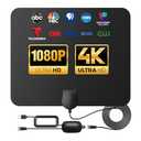 TV Antenna Indoor Long Range 900 Miles, Supports 4K 1080p Smart TV Signal Reception with Signal Amplifier 16ft HDTV Coax Cable