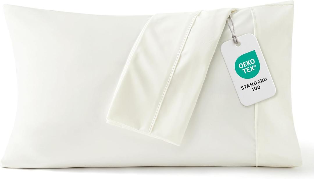 Bedsure Pillow Cases Standard Size Set of 2 - Ivory White Brushed Microfiber Pillowcases, Super Soft and Cozy Pillow Case Covers with Envelope Closure for Kids, Wrinkle, Fade Resistant, 20x26 Inches
