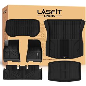 LASFIT Premium Extra Thick Floor Mats for Tesla Model 3 Highland 2024 2025 2026 Custom Fit TPE All Weather Model 3 Interior Accessories Cargo Liner Front Rear Trunk Mat Full Set Car Mats 6 PCS