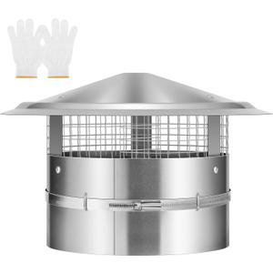VIVOHOME 8" Cone Top Chimney Cap with Screen, Round Roof Rain Chimney Cover, Galvanized Steel Fireplace Exhaust Cap, Adjustable Roof Cap for Vent