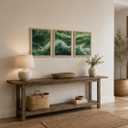 3Pcs Framed Canvas Wall Art Japanese Style Green Abstract Landscape Modern Print Art Gallery Suitable For Living Room Bedroom Office Home Decor 16x24 Inches Ready To Hang