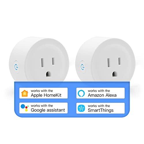 Smart Plug Mini HomeKit, Smart WiFi Outlet Support Apple HomeKit, Alexa and Google Assistant Voice Control Socket with Timer Schedule and Group Control Apple MFi Certified No Hub Required Pack of 2 