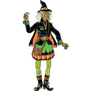 Beistle Vintage Halloween Jointed Witch, Spooky Season Wall Decoration, Classic Décor for Haunted Houses and October Seasonal Displays, 57”, 1 Pack