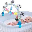 Travel Arch Bassinet Mobile Toys for Infant & Toddlers,Clip on Stroller Toy Crib Accessory & Pram Activity Bar Toy for Indoor and Outdoor (Elephant) (Gary)