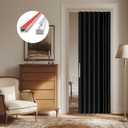 AJAZZ 100% Blackout Sliding Door Curtains for Doorways, Accordion Doors for Doorway, Magnetic Door Curtain for Bedroom Living Room Doorway Curtain Sets Included Tracks (1Panel, 43W x 79 L, Black)