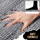 OLANLY Thick Toilet Rugs U-Shaped 24x20, Extra Soft Absorbent Chenille Striped Contour Bathroom Rugs for Toilet, Dry Quickly, Machine Washable, Non-Slip Bath Mat, Grey