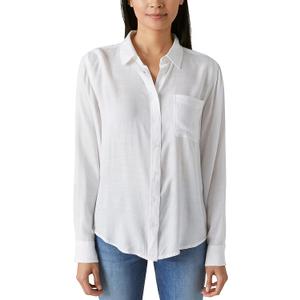 Lucky Brand Women's Boyfriend Button Down Shirt (Medium, Bright White)