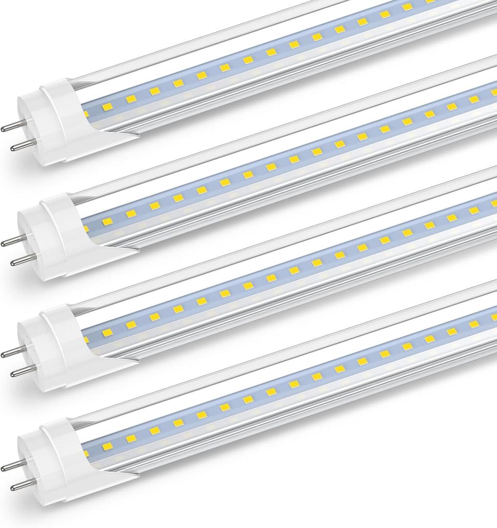Romwish 2FT LED Tube Light, T8 T10 T12 Type B LED Light Bulb, 10W(24W Equiv.), 5000K Daylight, 1120LM, 24 Inch F20T12 Fluorescent Replacement, Remove Ballast, Double-Ended Power, Clear Cover, 4 Pack