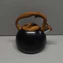 BELANKO 2.7 Quart Tea Kettle for Stovetop - Food Grade Stainless Steel with Diamond Texture, Designer Teapot Look, Cool-Touch Wood Pattern Handle, Whistling Spout - Matte Black