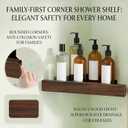 Corner Shelf 1 Pack, Solid Wood Triangle Wall Mounted Shelf, Adhesive or Screws, No Drill or Permanent Mount, Shower Storage for Bathroom Kitchen, Rust Proof BPA Free