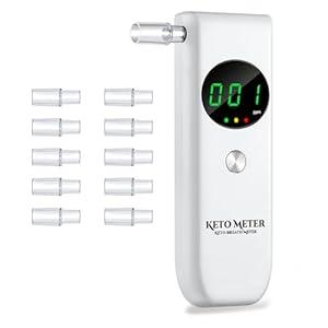 Professional Ketone Breath Analyzer Portable Ketone Breath Meter Digital Ketosis Breathalyzer for Testing ketosis with 10 Reusable Mouthpieces - White