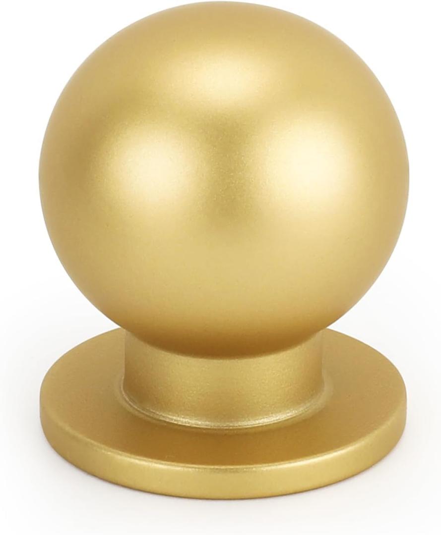 Haliwu 30 Pack Solid Brass Cabinet Knobs 1 Inch Gold Round Drawer Knobs for Kitchen Bathroom Bedroom