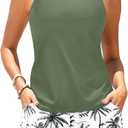 Daci Tankini Swimsuits for Women - Tummy Control Two Piece Bathing Suits with Shorts 2025 High Neck Swimwear Two Side Pockets, S