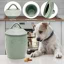 Large Dog Treat Container Airtight, Cute Dog Treat Jar with Lids,Rustic Dog Treat Storage Container, Ceramic Cat Food Jars for Kitchen Counter, Green