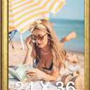 Wood 24x36 Poster Frame Gold, Ornate Natural 36x24in Picture Photo Frame, Modern Golden 24 x 36inch Gallery Wall Frame with HD Plexiglass, Horizontal Vertical Wall Mounting Display 1pcs