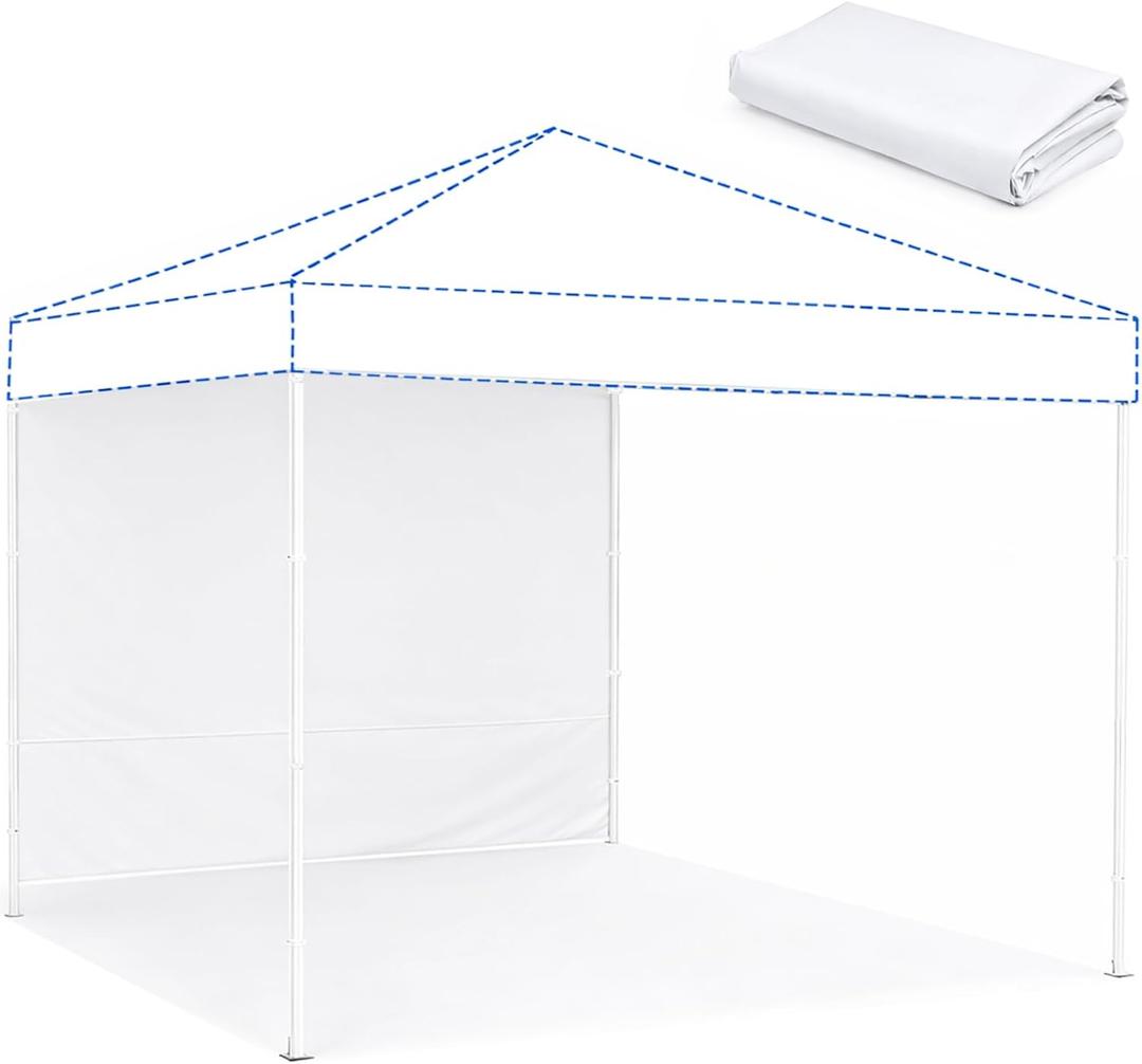 10x10 Canopy Sidewall, 1 Pack White Wall Panel, Frame Not Included Heavy Duty 300D Oxford Waterproof Pop Up Canopy Tent Walls with Zipper No Frame or Top, vvv
