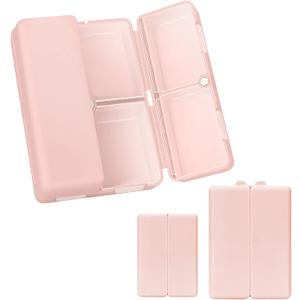 FYY 2 Pcs Daily Pill Organizer, 7 Compartments Portable Pill Case Travel Pill Organizer,[Folding Design] Pill Box for Purse Pocket to Hold Vitamins,Cod Liver Oil,Supplements and Medication-Pink (Large (1 Piece), Small (1 Piece))