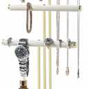 Necklace Display Holder, Jewelry Organizer Stand Earrings Bracelet Holder, 3 Tier Jewelry Display Tower Rack with Metal Frame and Ring Tray for Women (Gold)