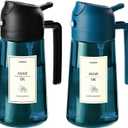 TrendPlain 16oz/470ml Blue Glass Olive Oil Sprayer for Cooking - 2 in 1 Olive Oil Dispenser for Kitchen Gadgets, Air Fryer, Salad, and BBQ (1 Pack, Black & Navy)