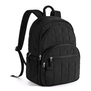 BAGSMART College Laptop Backpack, Travel Backpack for Women, Quilted Casual Daypack, Water-Resistant Bookbag for 15.6 Inch Laptop, Black