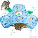 Interactive Cat Toy for Indoor Cats, Automatic Hide and Seek Motion-Activated Cat Toy with Moving Feather & Animal Chirps, USB Rechargeable Electric Cat Enrichment Toy for Bored Adult Cats & Kittens