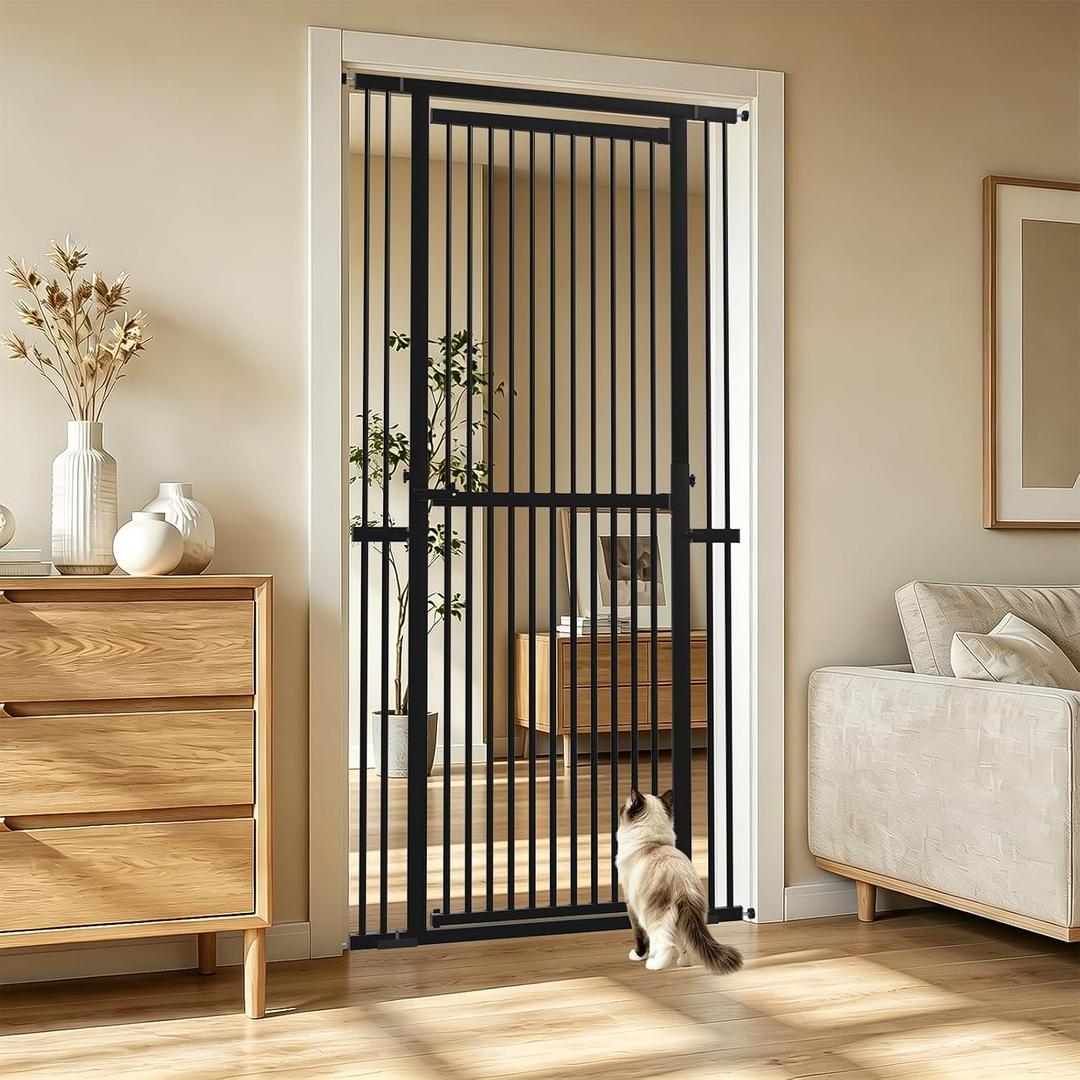 51"-87" Extra Tall Cat Gate for Doorways, Fits 29.2"-40.2" Wide