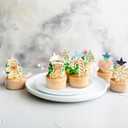 4 x Ephlyn 60Pcs Merry Christmas Cupcake Toppers Edible Rice Paper Round Christmas Gingerbread Man Cake Topper Decorations Women Men Birthday Party Anniversary Decorations Supplies (Brown)